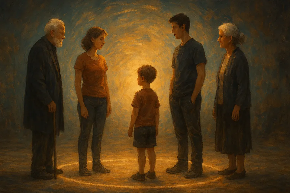 Ilustración artística de diversas figuras humanas de distintas edades unidas en un círculo de luz que simboliza el respeto compartido como principio ético